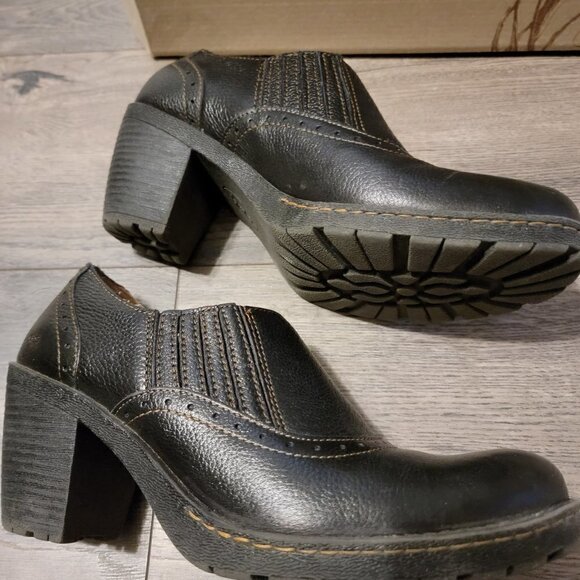 B.o.c Sorla Block Heel Black Pebble Leather Slip on Stretch Ankle Booties. - Picture 4 of 6